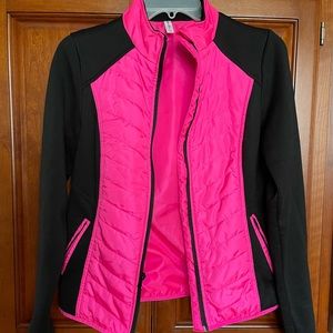 Exertek Womens Black Hot Pink Long Sleeve Mock Neck Full Zip Jacket Size S